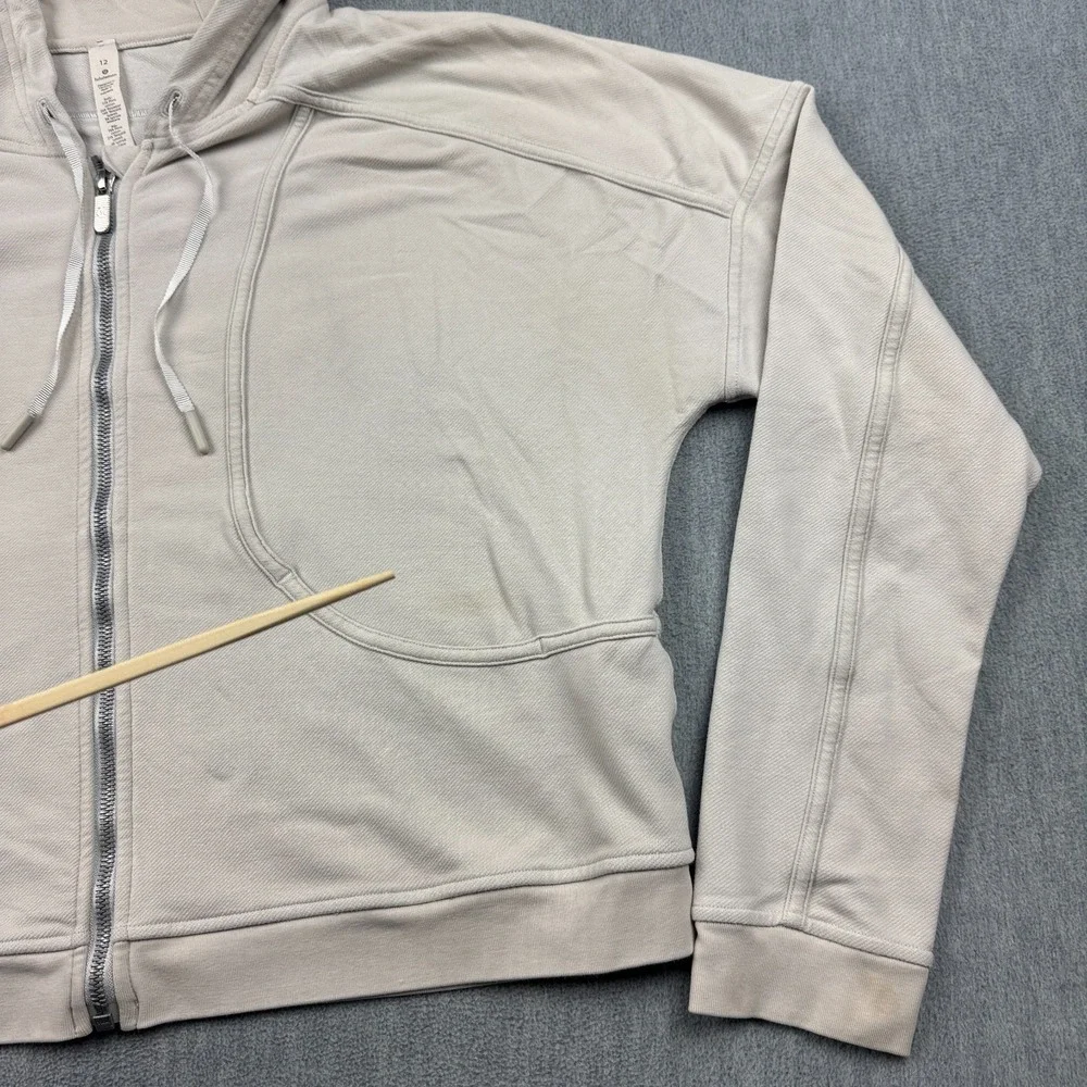Lululemon Next Move Jacket‎ Hoodie Womens 12 Beige Full Zip Sweatshirt W4APOS